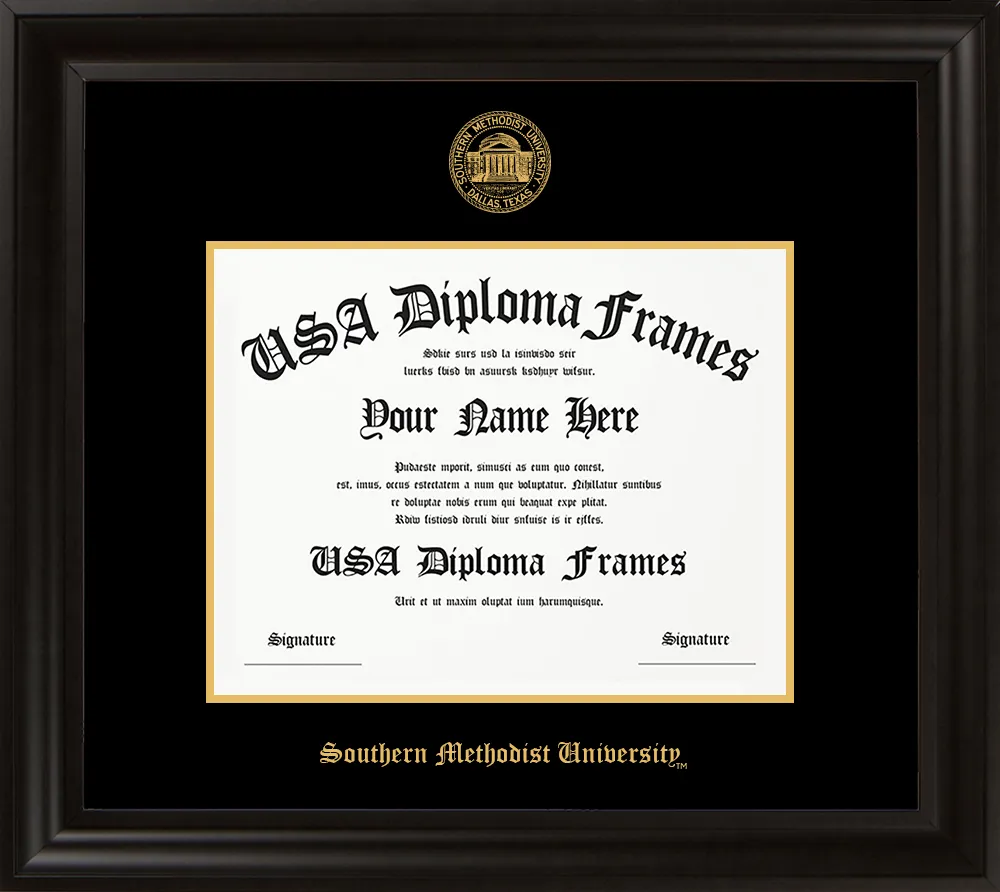 Single-Horizontal Document - Executive Black Moulding - Black Mat - Gold Accent Mat - Gold Embossing Diploma Frame