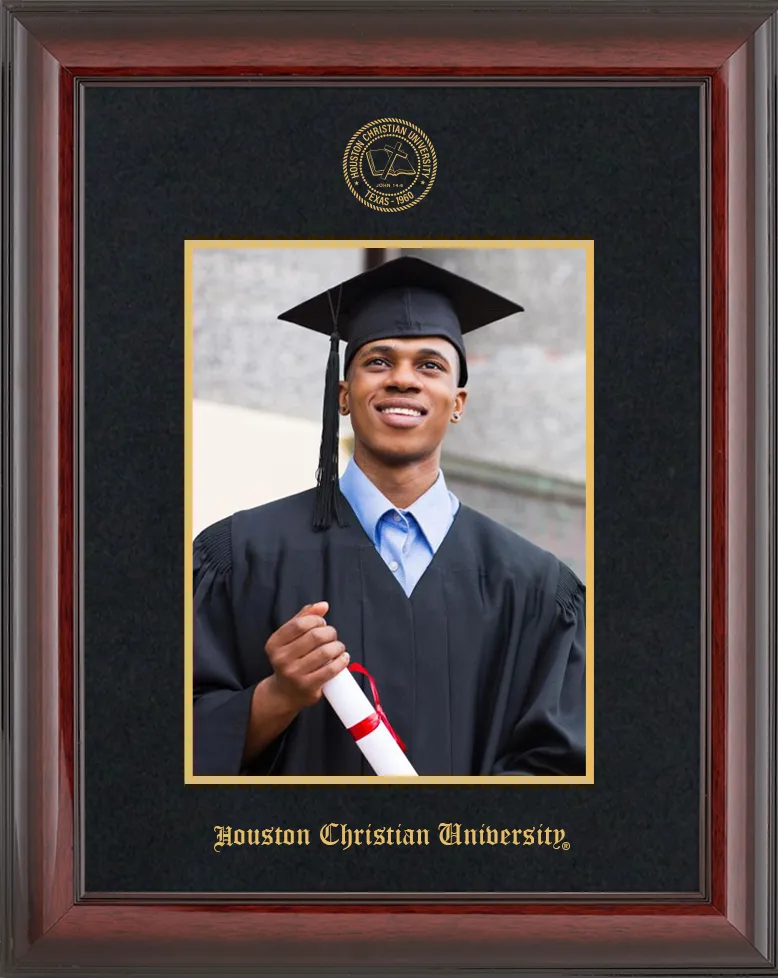 Picture Frame - Cherry Mahogany Glossy Moulding - Black Suede Mat - Gold Accent Mat - Gold Embossing Diploma Frame